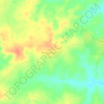 Mapa topográfico San Rafael de Planas, altitud, relieve