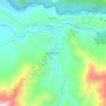 Mapa topográfico Valle del Encanto, altitud, relieve