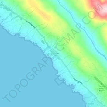 Mapa topográfico Sea Ranch, altitud, relieve