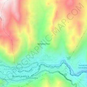 Mapa topográfico Quiralquichqui, altitud, relieve