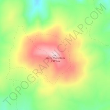 Mapa topográfico Black Mountain, altitud, relieve