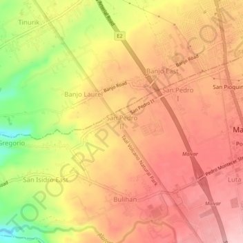 Mapa topográfico San Pedro II, altitud, relieve
