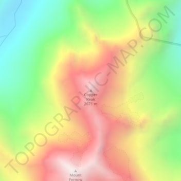 Mapa topográfico Copper Peak, altitud, relieve