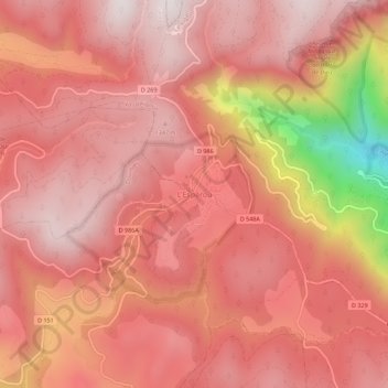 Mapa topográfico L'Espérou, altitud, relieve