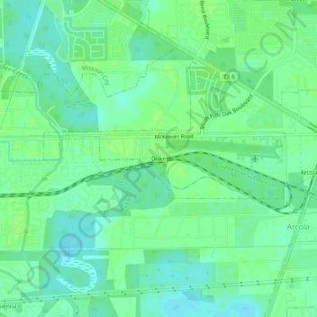 Mapa topográfico Duke, altitud, relieve