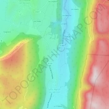 Mapa topográfico Les Trucs, altitud, relieve