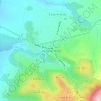 Mapa topográfico Ixcuinquitlapilco, altitud, relieve