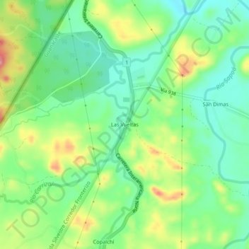 Mapa topográfico Las Vueltas, altitud, relieve