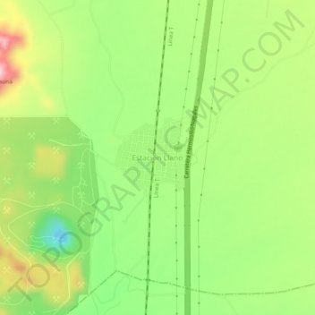 Mapa topográfico Estación Llano, altitud, relieve