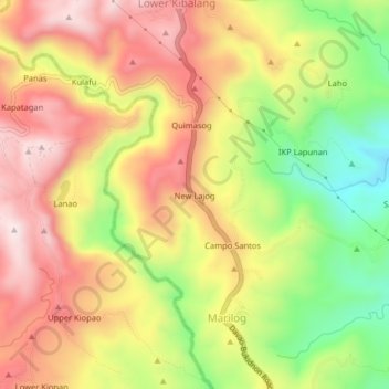 Mapa topográfico New Lajog, altitud, relieve
