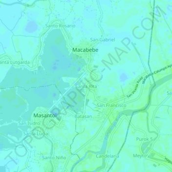 Mapa topográfico Santa Rita, altitud, relieve