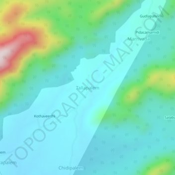 Mapa topográfico Tallapalem, altitud, relieve