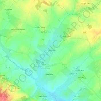 Mapa topográfico La Chervinière, altitud, relieve