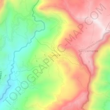 Mapa topográfico Guática, altitud, relieve