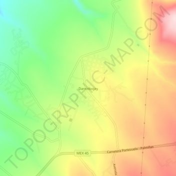 Mapa topográfico Dantzibojay, altitud, relieve