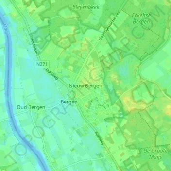 Mapa topográfico Nieuw Bergen, altitud, relieve