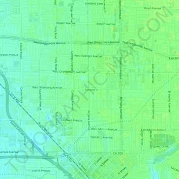 Mapa topográfico Aurora, altitud, relieve