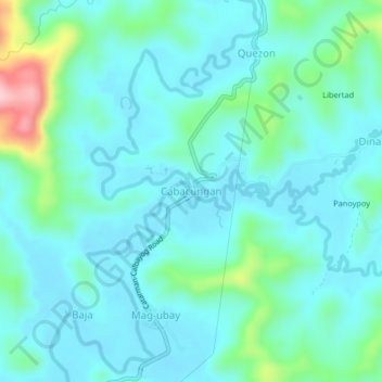 Mapa topográfico Cabacungan, altitud, relieve