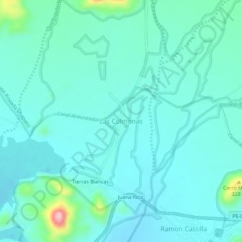 Mapa topográfico Las Colmenas, altitud, relieve