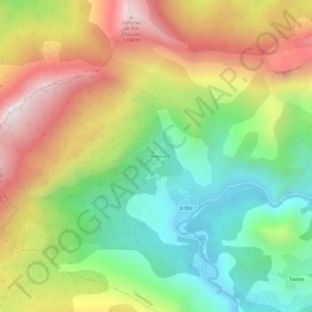 Mapa topográfico Chasteuil, altitud, relieve