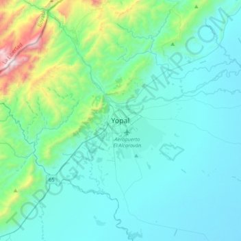 Mapa topográfico Yopal, altitud, relieve