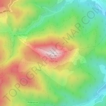Mapa topográfico Suc de Sara, altitud, relieve