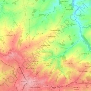 Mapa topográfico Le Petit Vivier, altitud, relieve