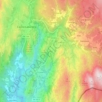 Mapa topográfico Bico, altitud, relieve