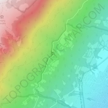 Mapa topográfico Tiocan, altitud, relieve