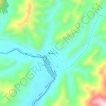 Mapa topográfico Nazareth, altitud, relieve