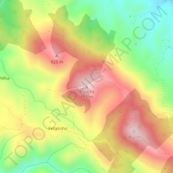 Mapa topográfico Algares, altitud, relieve