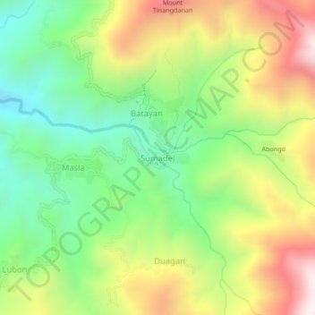 Mapa topográfico Sumadel, altitud, relieve