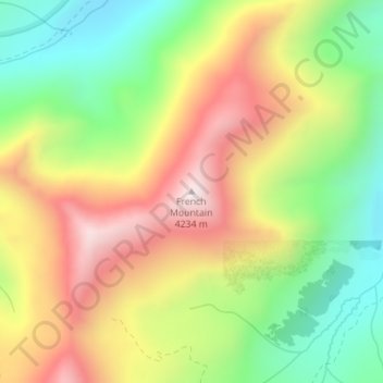 Mapa topográfico French Mountain, altitud, relieve