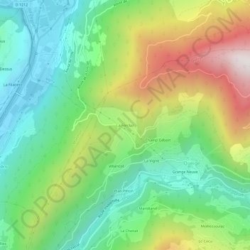 Mapa topográfico La Forclaz, altitud, relieve