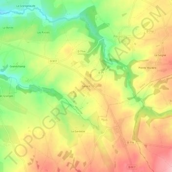 Mapa topográfico Genest, altitud, relieve