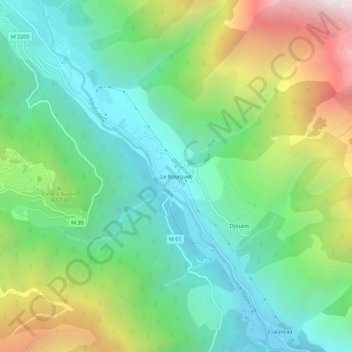 Mapa topográfico Le Bourguet, altitud, relieve