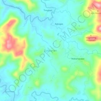 Mapa topográfico Dalicanan, altitud, relieve