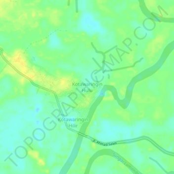 Mapa topográfico Kotawaringin Hulu, altitud, relieve