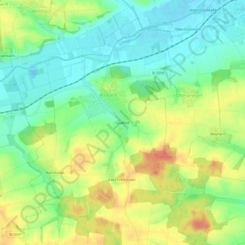 Mapa topográfico Grubhof, altitud, relieve