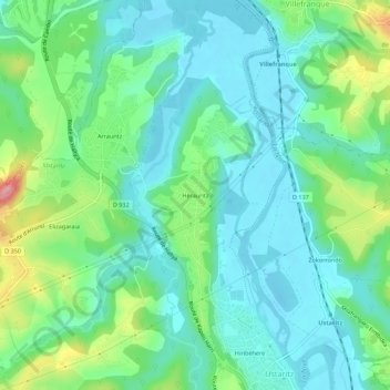 Mapa topográfico Hérauritz, altitud, relieve