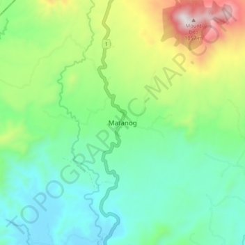 Mapa topográfico Matanog, altitud, relieve