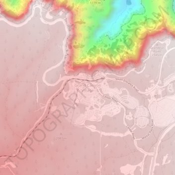 Mapa topográfico Grand Canyon Village, altitud, relieve