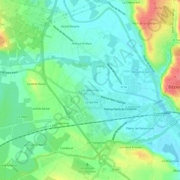 Mapa topográfico Les Réformés, altitud, relieve