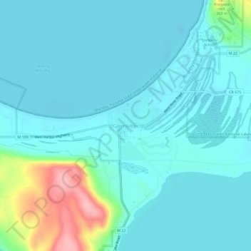 Mapa topográfico Glen Arbor, altitud, relieve