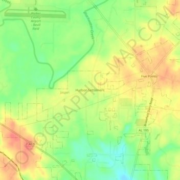 Mapa topográfico Hudson Settlement, altitud, relieve