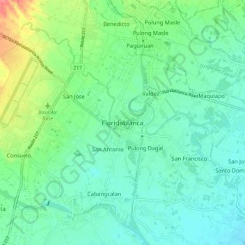 Mapa topográfico Floridablanca, altitud, relieve