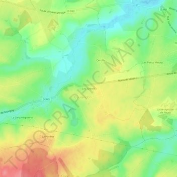 Mapa topográfico Les Grèves, altitud, relieve