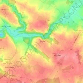 Mapa topográfico La Roussière, altitud, relieve