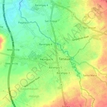 Mapa topográfico 2, altitud, relieve