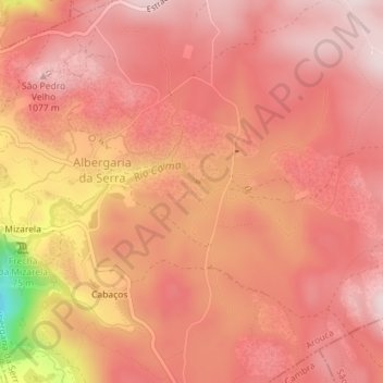 Mapa topográfico Serra da Freita, altitud, relieve